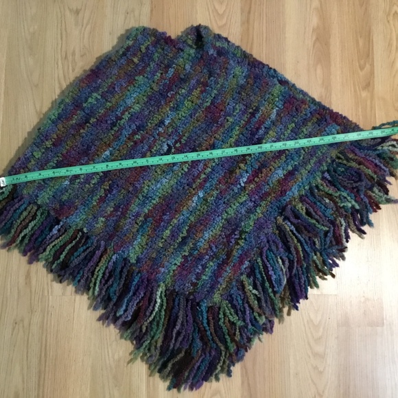 Hand knit, wool Poncho, XS - Picture 3 of 4